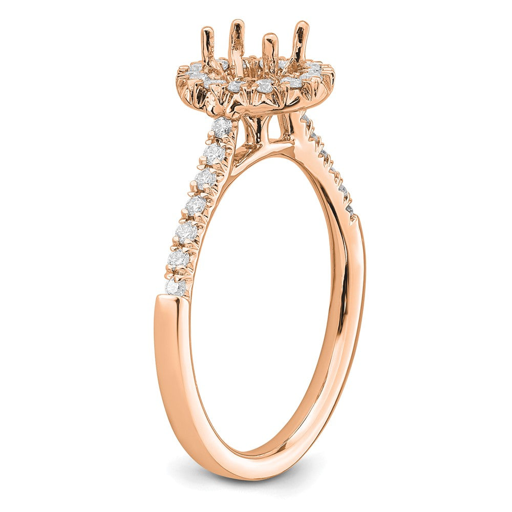 Oval lab-grown diamond halo engagement ring in 14K rose gold