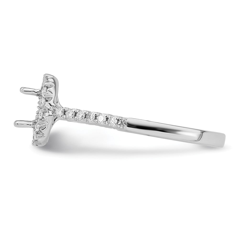 Oval lab-grown diamond halo engagement ring in 14K white gold