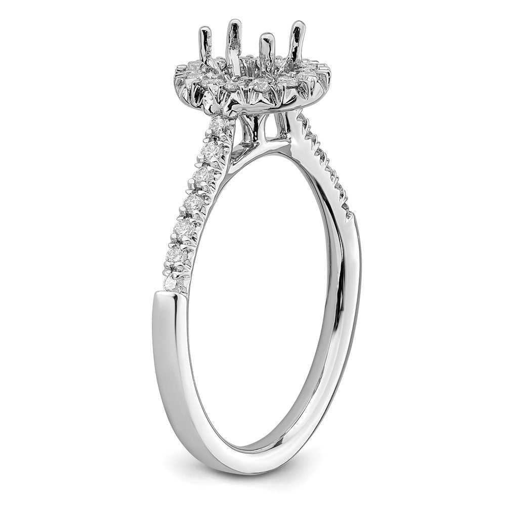 Oval lab-grown diamond halo engagement ring in 14K white gold