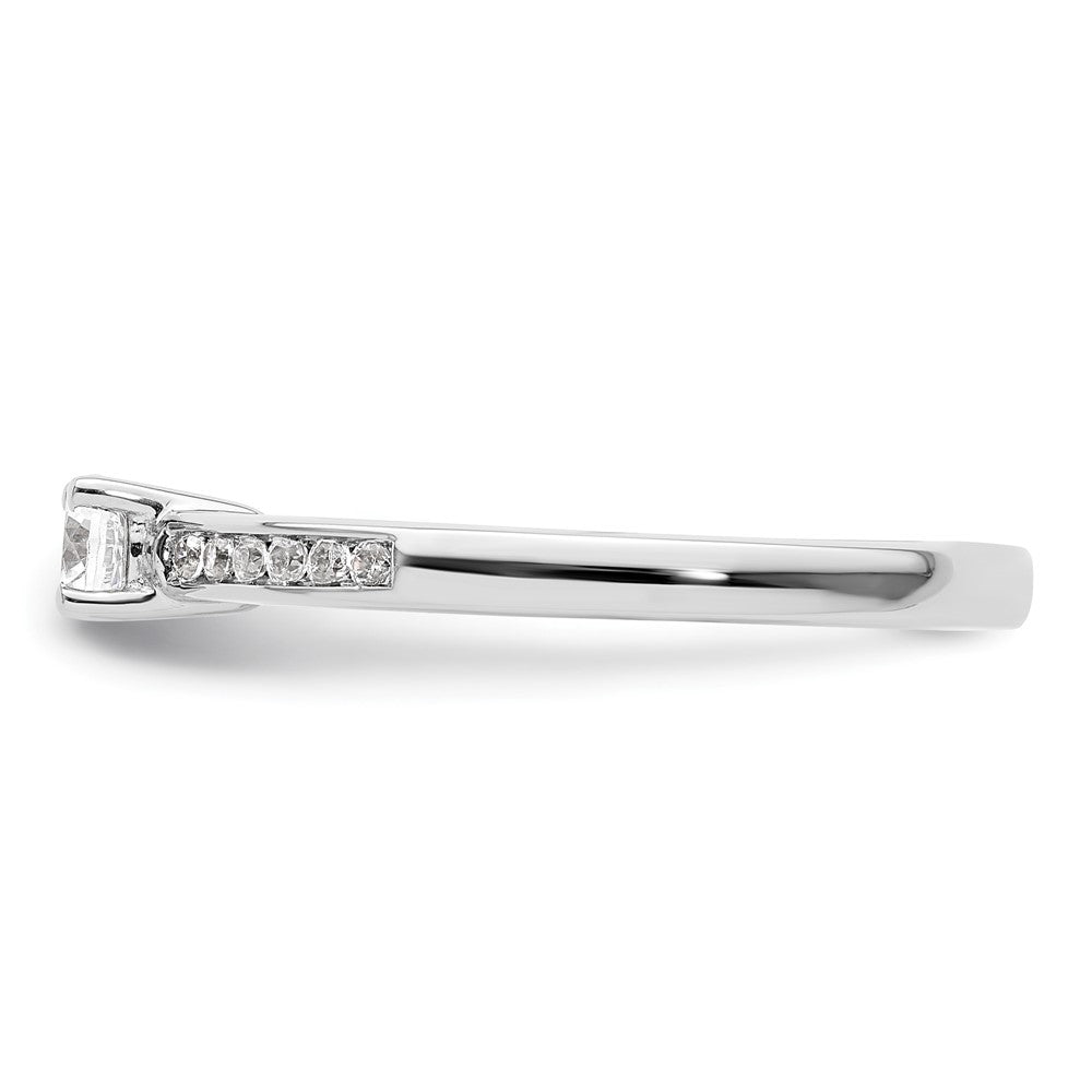 Round lab-grown diamond side stones engagement ring in 14K white gold