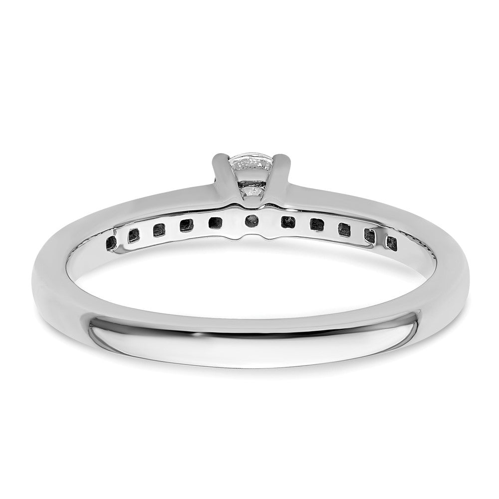 Round lab-grown diamond side stones engagement ring in 14K white gold