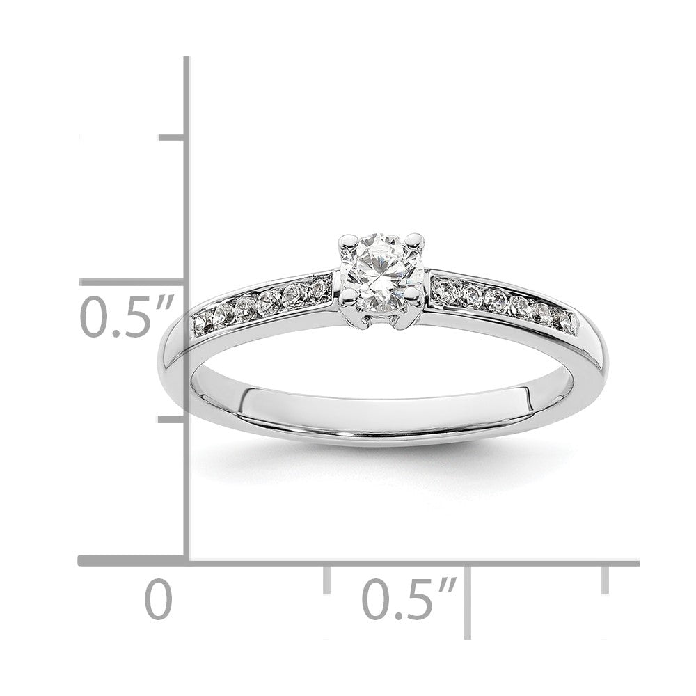 Round lab-grown diamond side stones engagement ring in 14K white gold