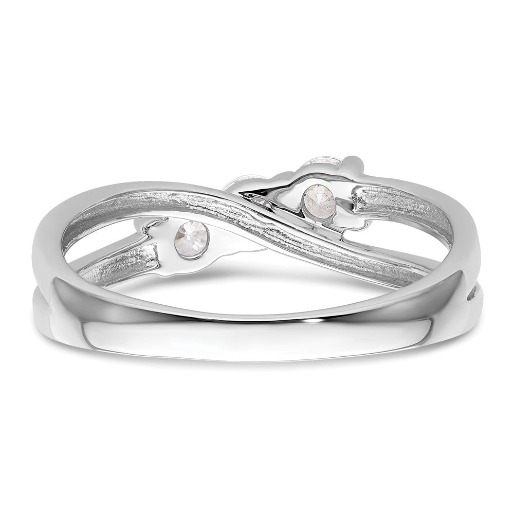 Round lab-grown diamond three-stone engagement ring in 14K white gold