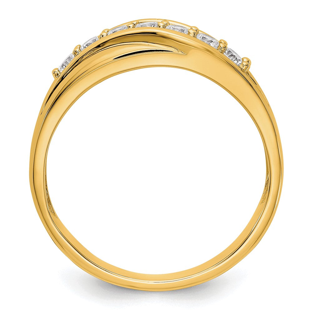 Round lab-grown diamond men's ring in 14K yellow gold