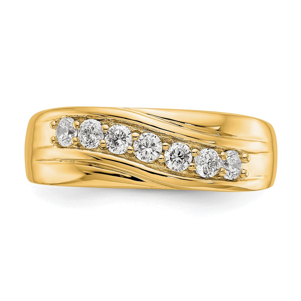 Round lab-grown diamond men's ring in 14K yellow gold
