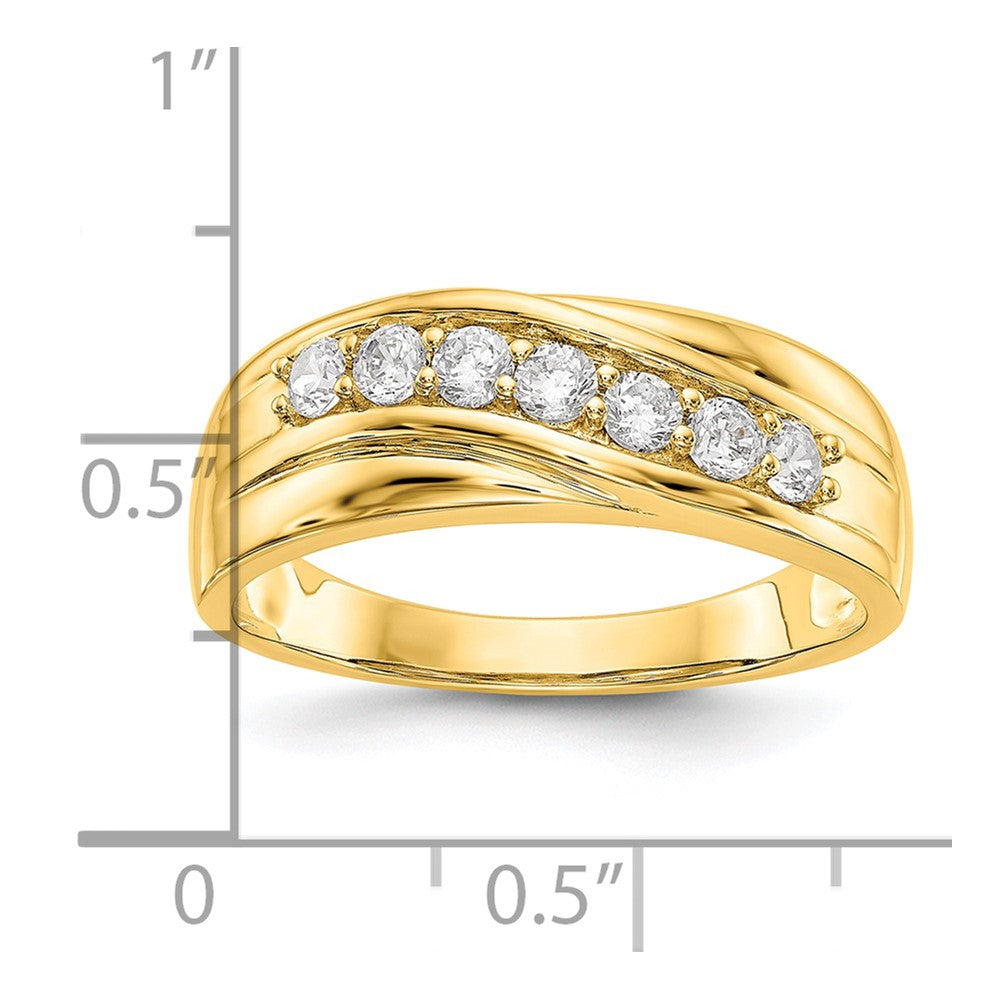 Round lab-grown diamond men's ring in 14K yellow gold