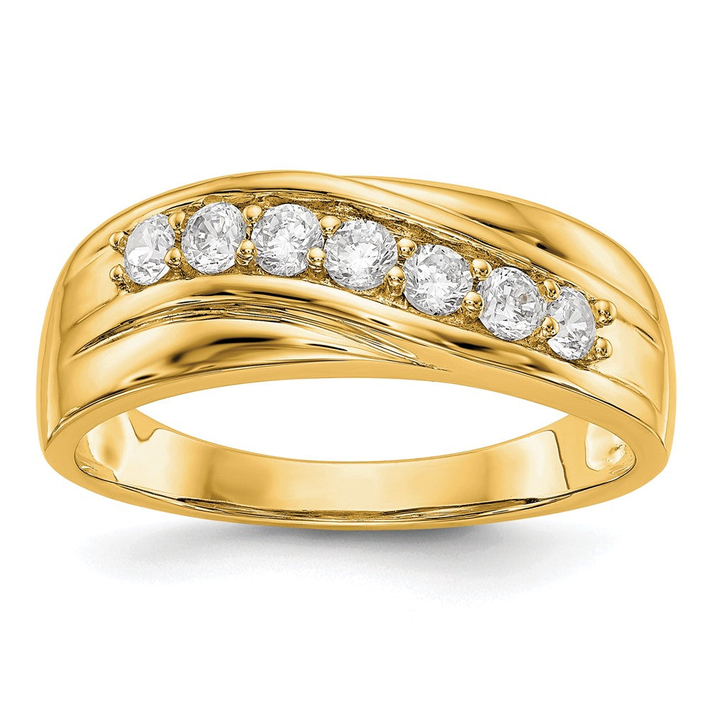 Round lab-grown diamond men's ring in 14K yellow gold