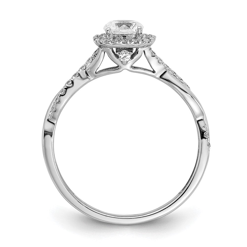 Round lab-grown diamond halo engagement ring in 10K white gold