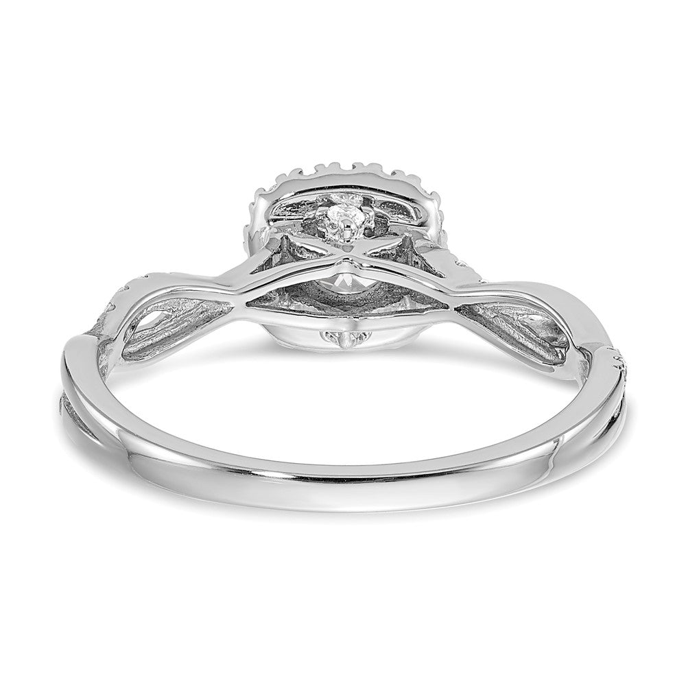 Round lab-grown diamond halo engagement ring in 10K white gold