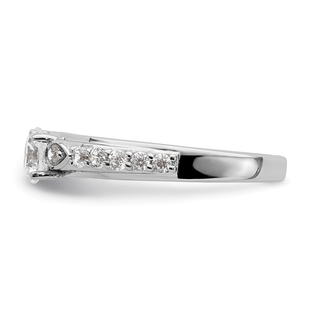 Round lab-grown diamond side stones engagement ring in 14K white gold