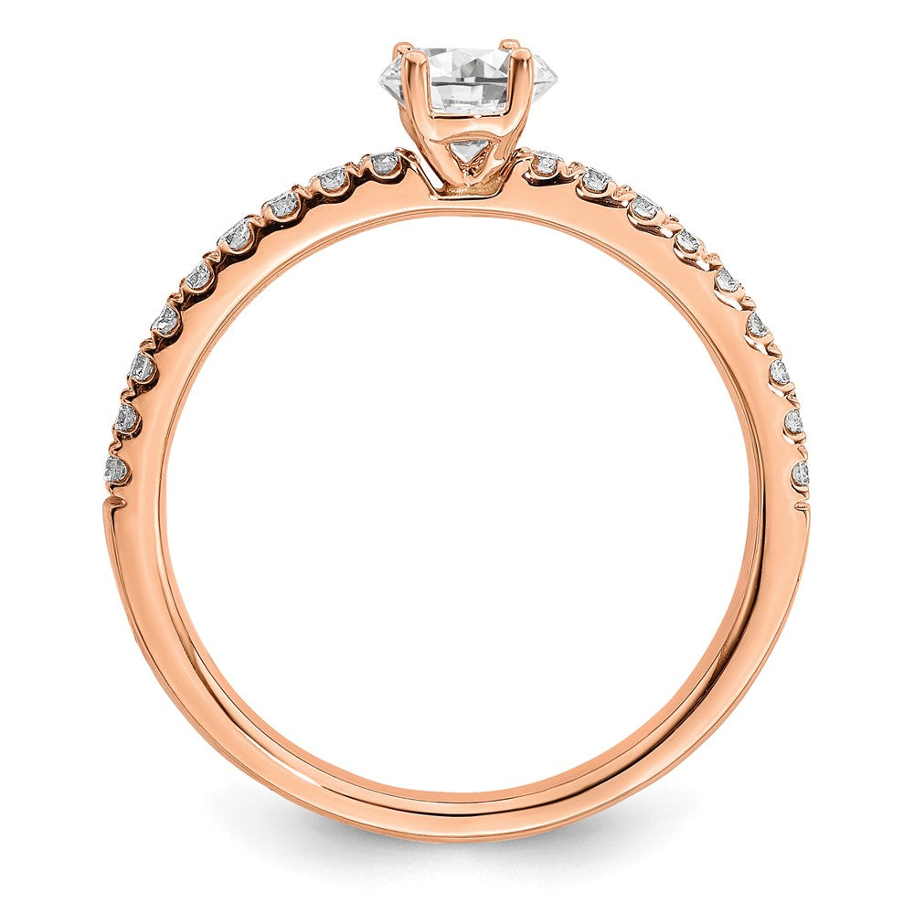 Round lab-grown diamond solitaire engagement ring in 14K rose gold