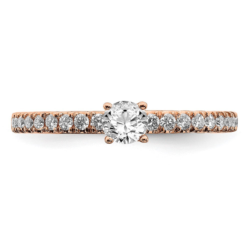 Round lab-grown diamond solitaire engagement ring in 14K rose gold