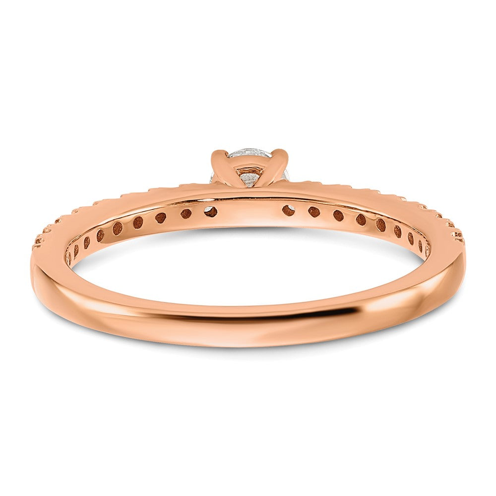 Round lab-grown diamond solitaire engagement ring in 14K rose gold