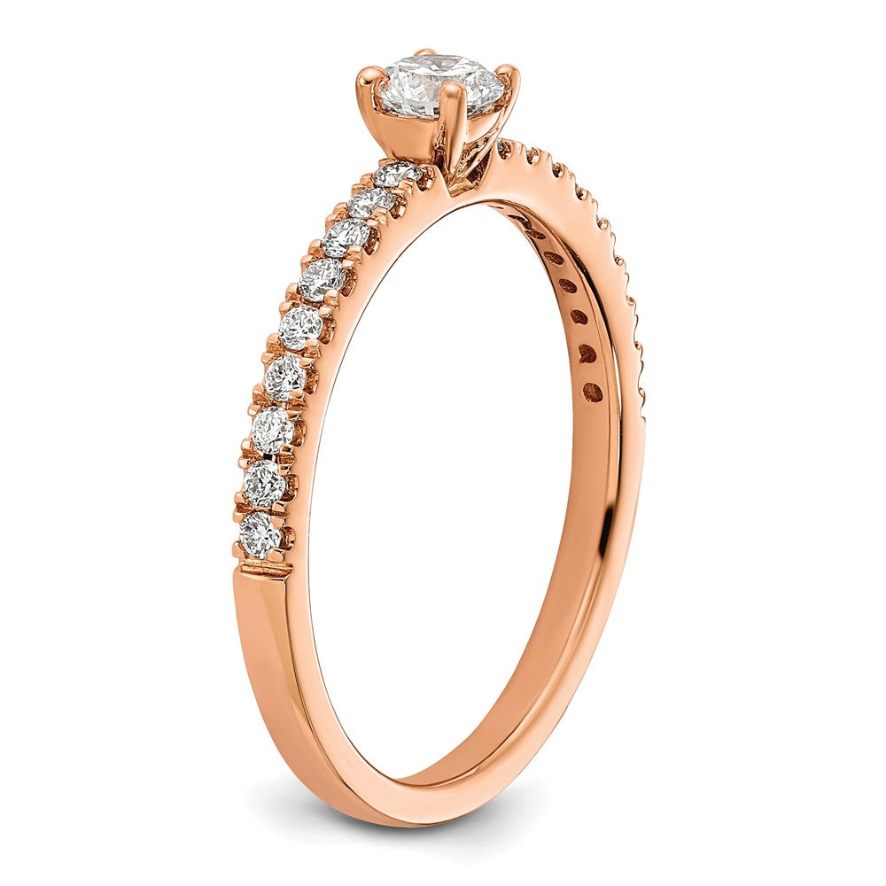 Round lab-grown diamond solitaire engagement ring in 14K rose gold