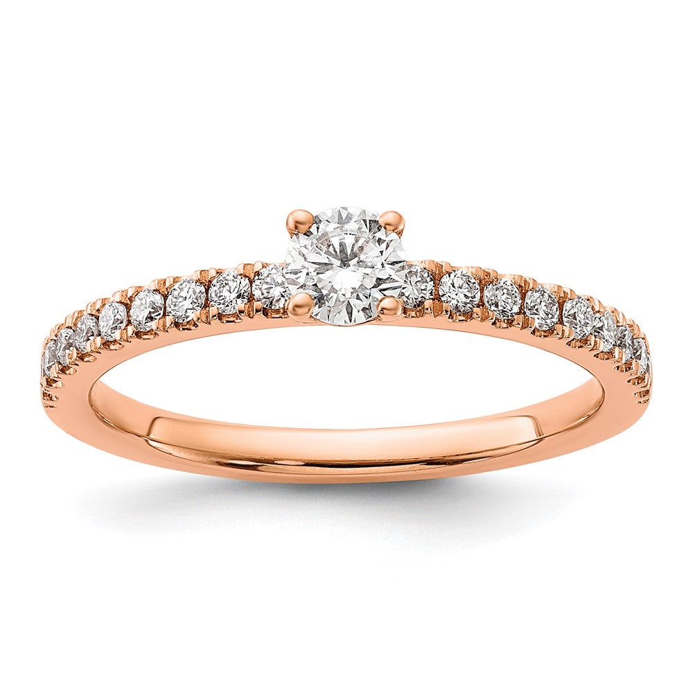 Round lab-grown diamond solitaire engagement ring in 14K rose gold