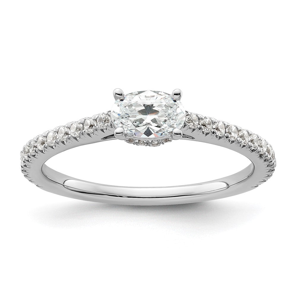 Oval lab-grown diamond engagement ring in 14K white gold