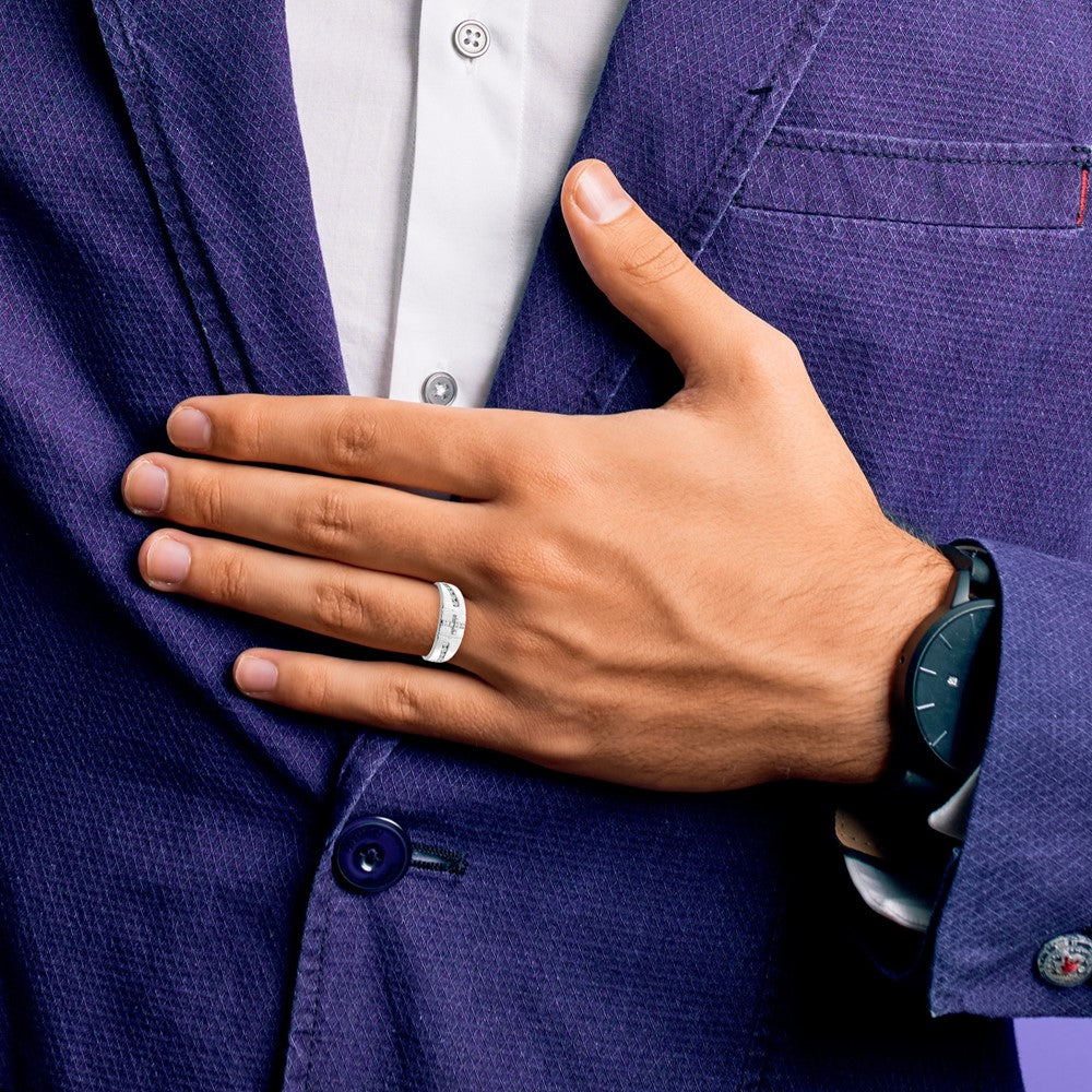 Round lab-grown diamond men's band in 14K white gold