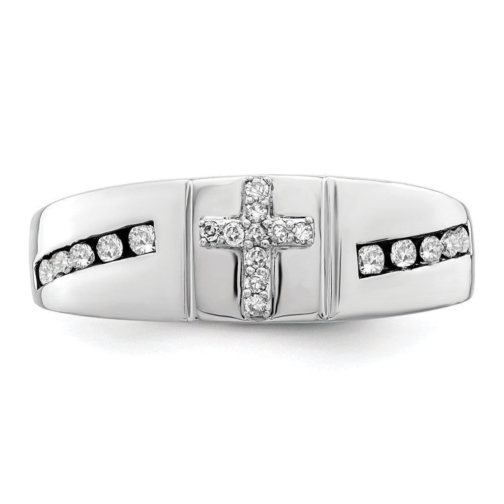 Round lab-grown diamond men's band in 14K white gold