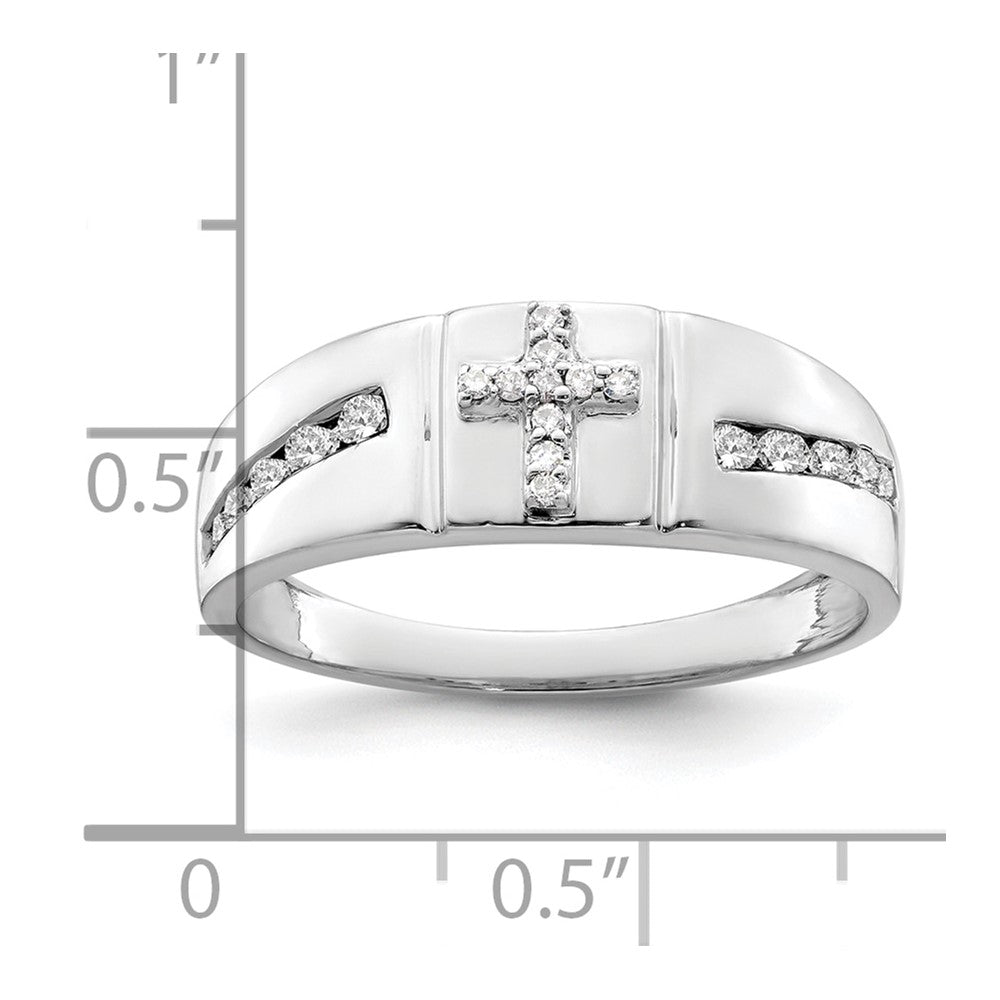 Round lab-grown diamond men's band in 14K white gold