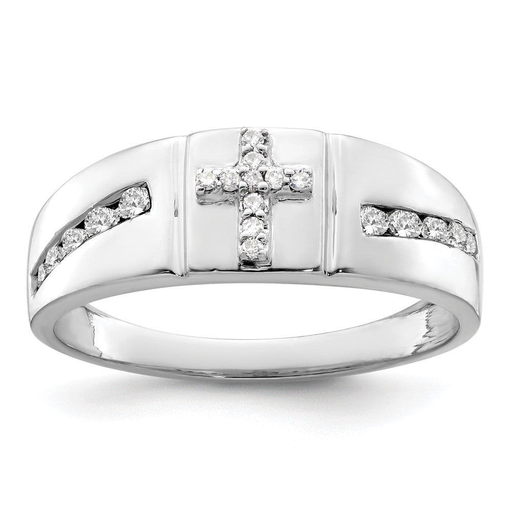 Round lab-grown diamond men's band in 14K white gold
