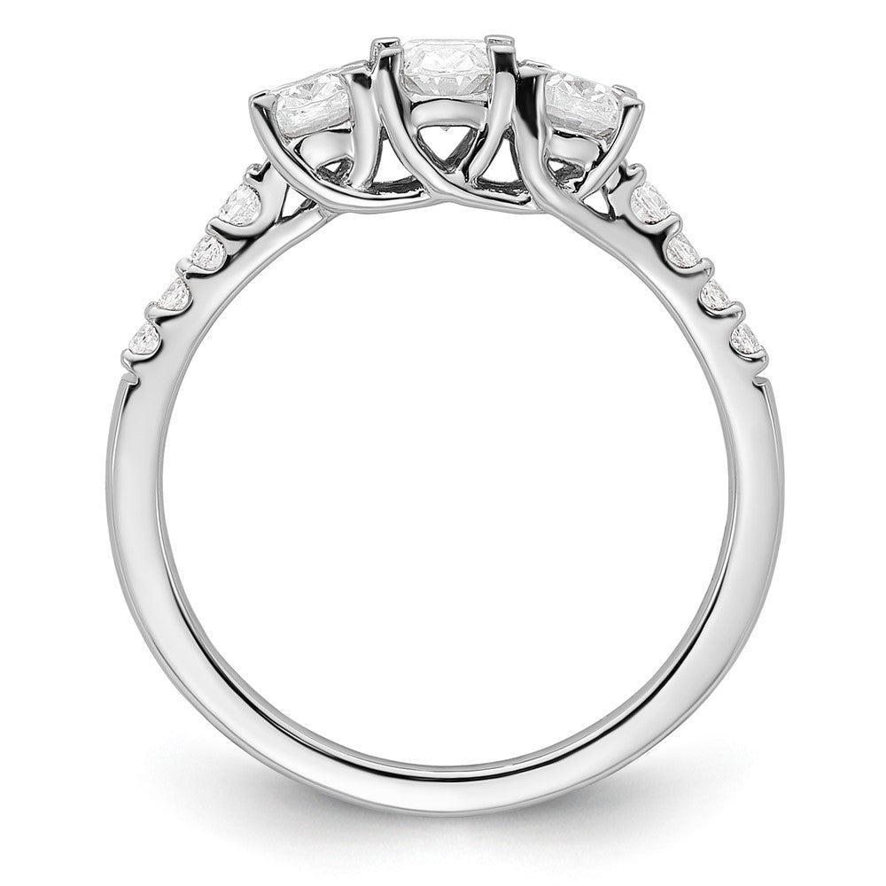 Oval lab-grown diamond three-stone engagement ring in 14K white gold