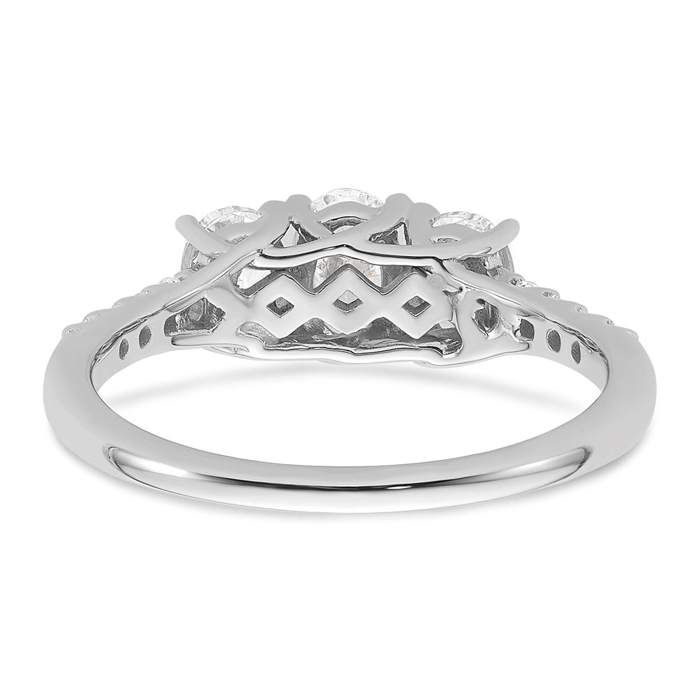 Oval lab-grown diamond three-stone engagement ring in 14K white gold