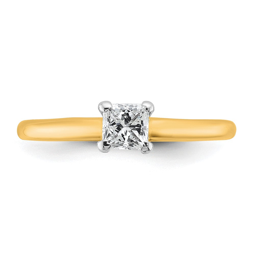 Princess lab-grown diamond solitaire engagement ring in 14K two-tone gold