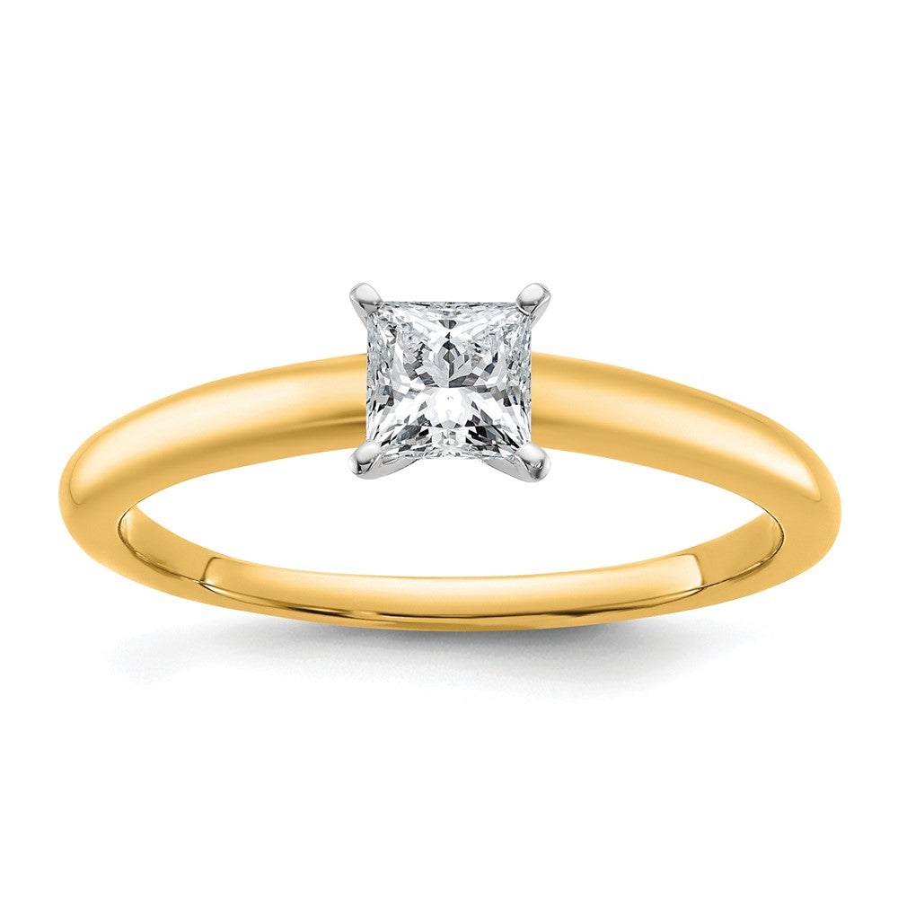 Princess lab-grown diamond solitaire engagement ring in 14K two-tone gold