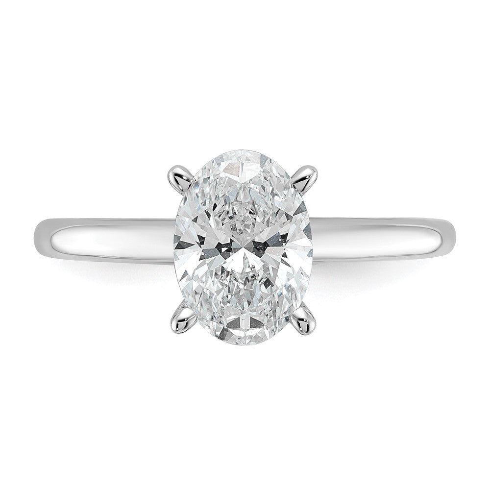 Oval lab-grown diamond solitaire engagement ring in 14K white gold