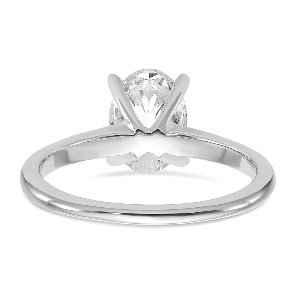 Oval lab-grown diamond solitaire engagement ring in 14K white gold