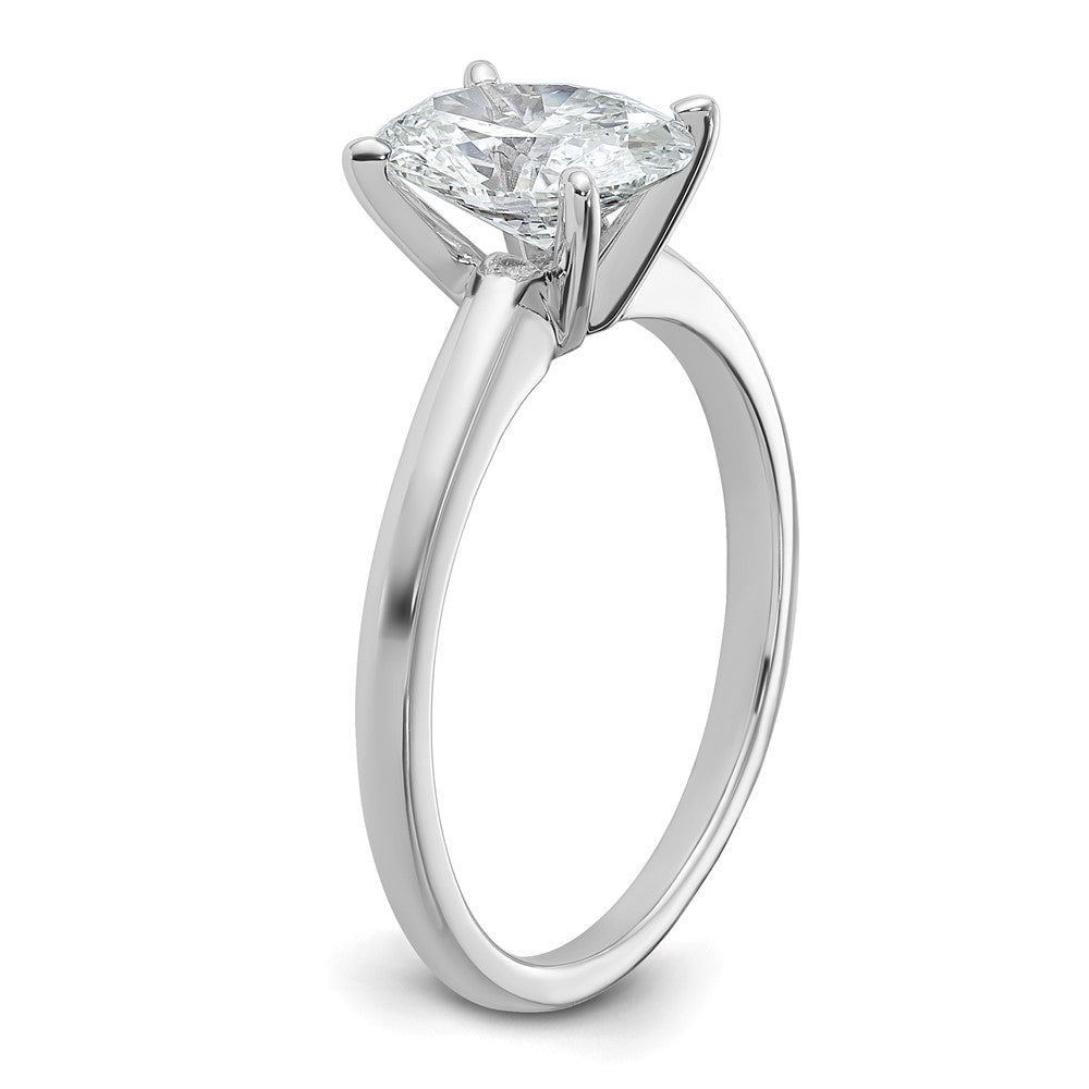 Oval lab-grown diamond solitaire engagement ring in 14K white gold