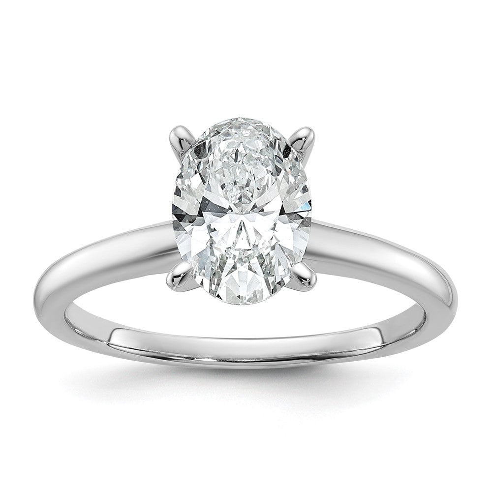 Oval lab-grown diamond solitaire engagement ring in 14K white gold