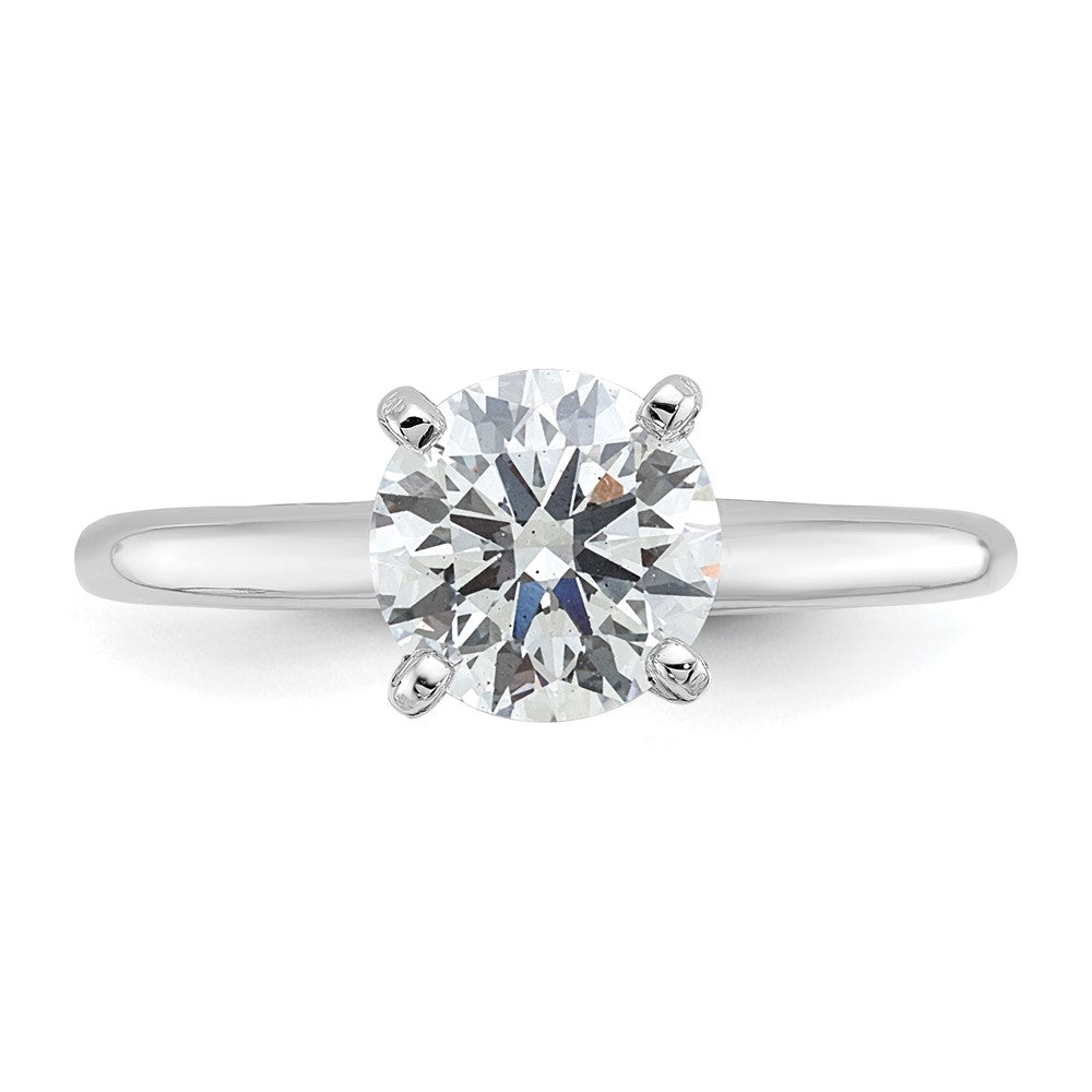 Round lab-grown diamond solitaire engagement ring in 14K white gold