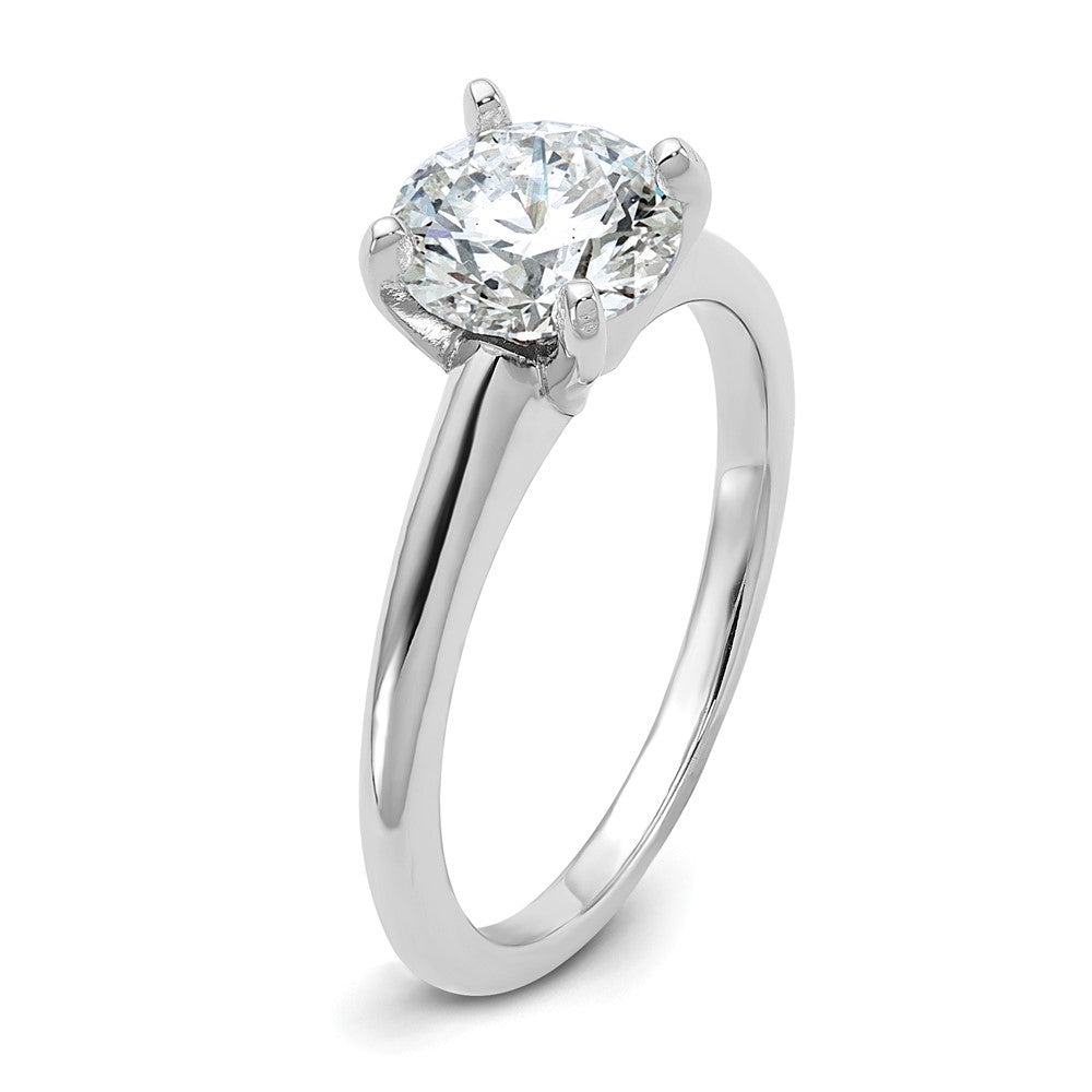 Round lab-grown diamond solitaire engagement ring in 14K white gold