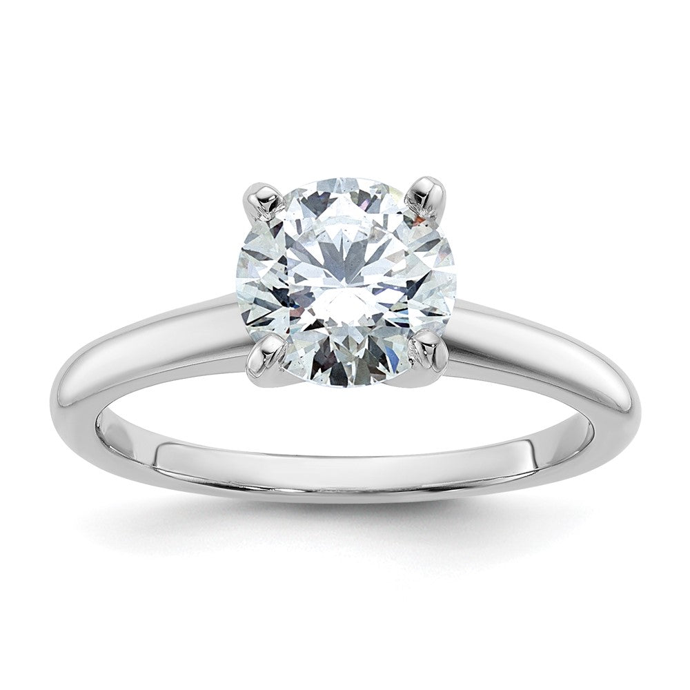 Round lab-grown diamond solitaire engagement ring in 14K white gold