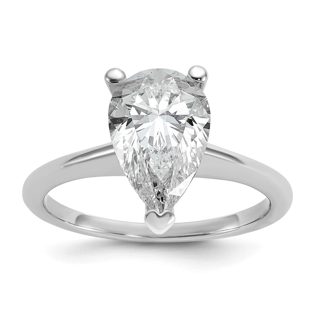 Pear lab-grown diamond solitaire engagement ring in 14K white gold