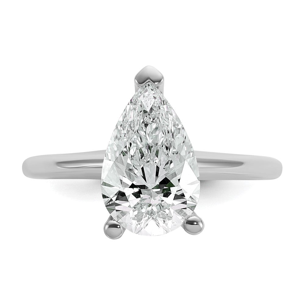 Pear lab-grown diamond solitaire engagement ring in 14K white gold