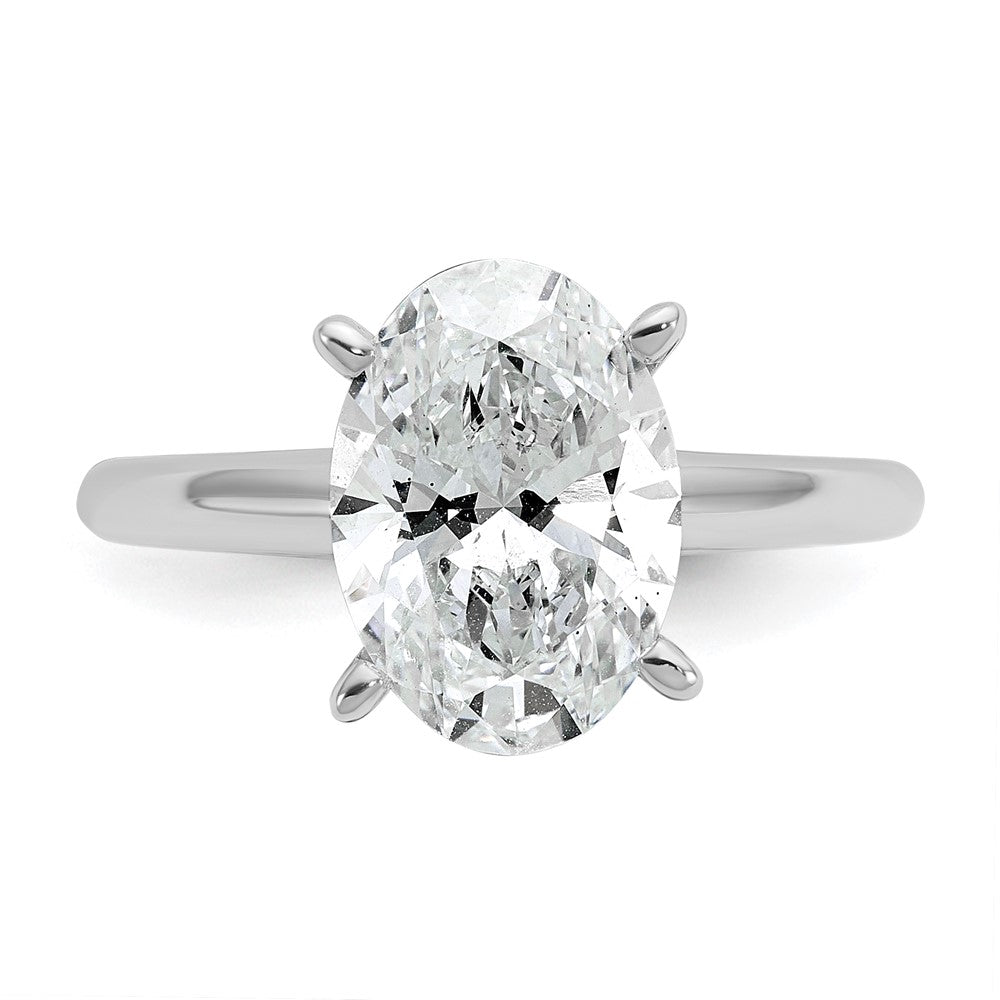 Oval lab-grown diamond solitaire engagement ring in 14K white gold