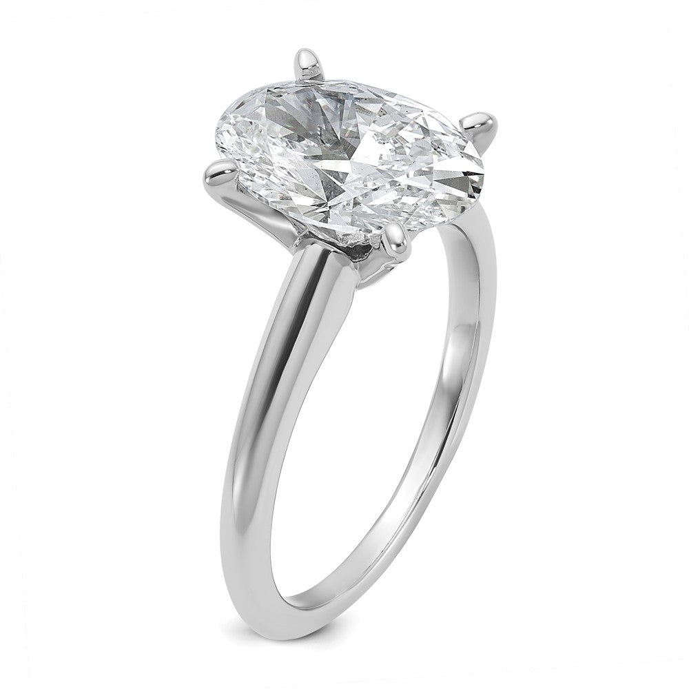 Oval lab-grown diamond solitaire engagement ring in 14K white gold