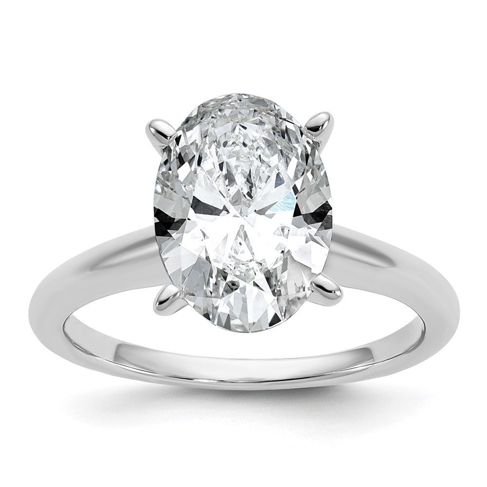 Oval lab-grown diamond solitaire engagement ring in 14K white gold