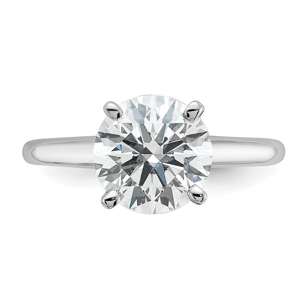 Round lab-grown diamond solitaire engagement ring in 14K white gold
