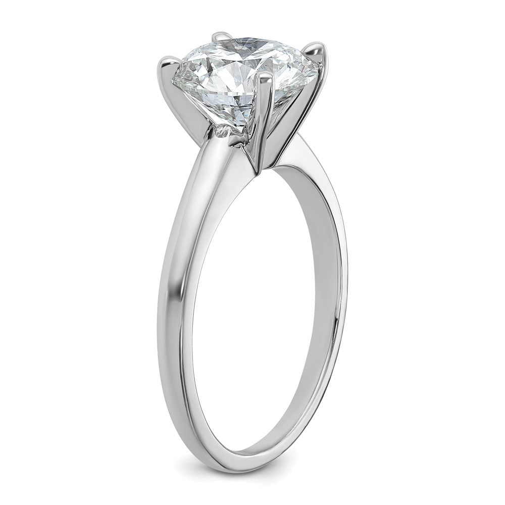 Round lab-grown diamond solitaire engagement ring in 14K white gold