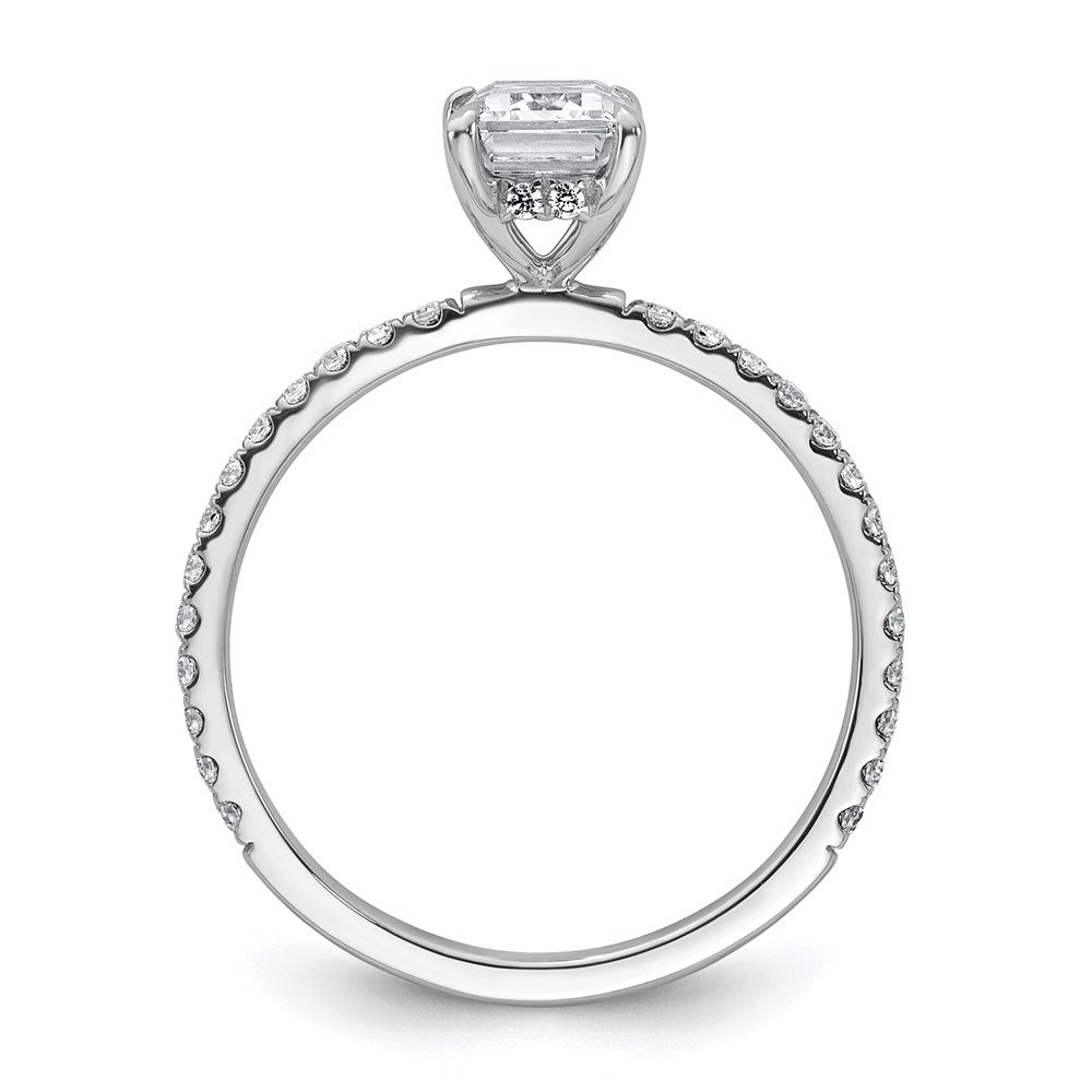 Emerald lab-grown diamond solitaire engagement ring in 14K white gold