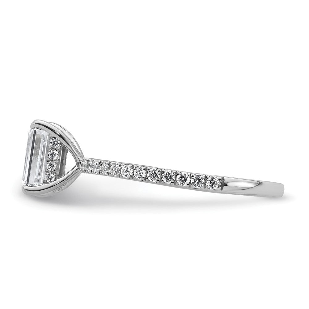 Emerald lab-grown diamond solitaire engagement ring in 14K white gold