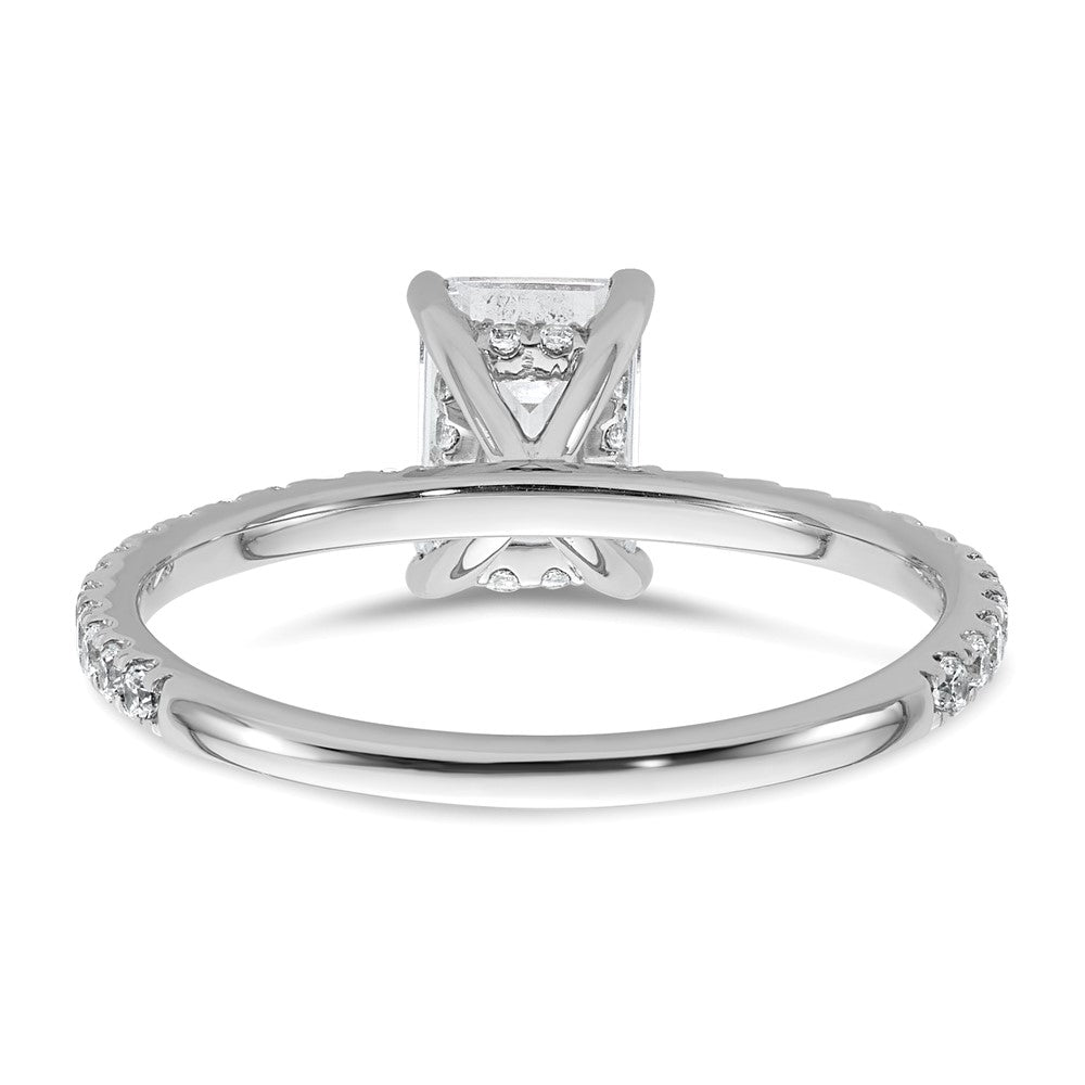 Emerald lab-grown diamond solitaire engagement ring in 14K white gold
