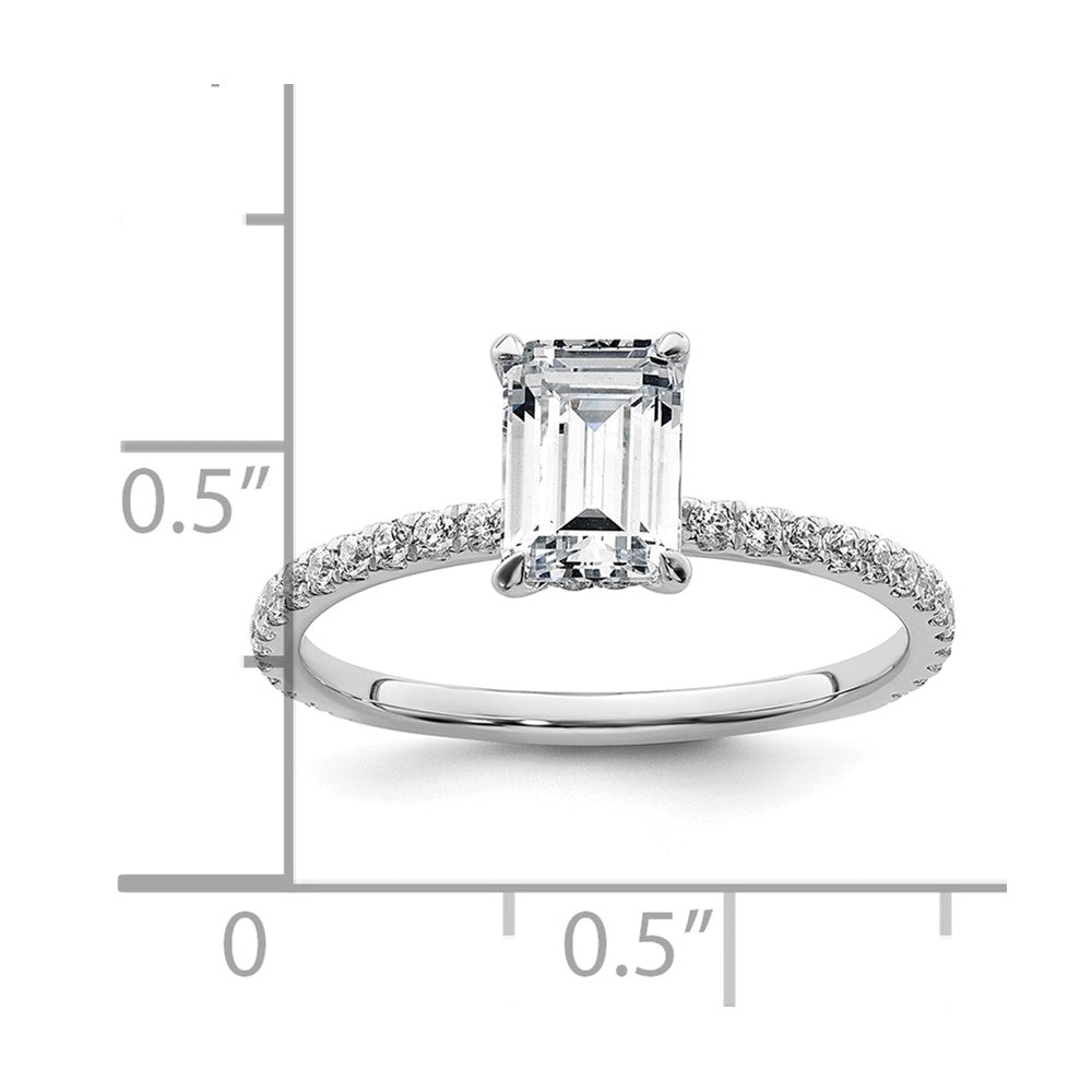 Emerald lab-grown diamond solitaire engagement ring in 14K white gold