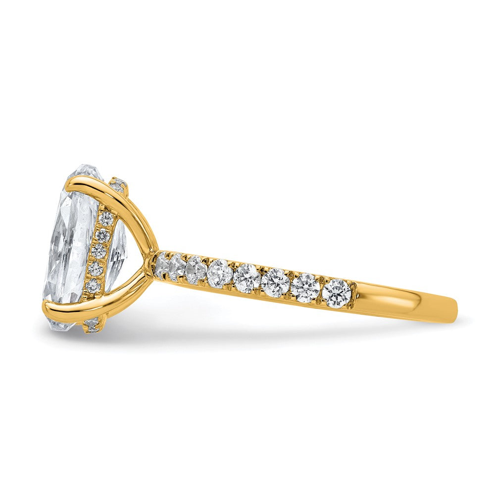 Oval lab-grown diamond solitaire engagement ring in 14K yellow gold