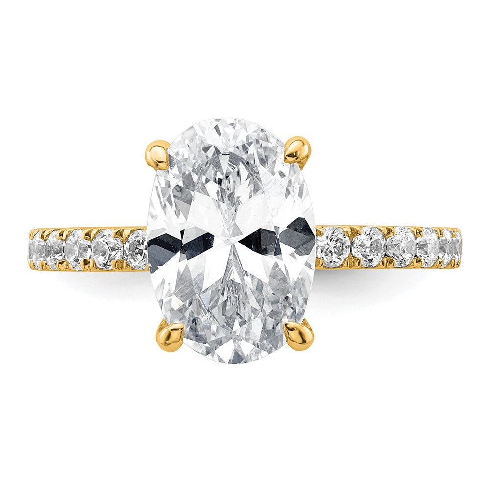 Oval lab-grown diamond solitaire engagement ring in 14K yellow gold