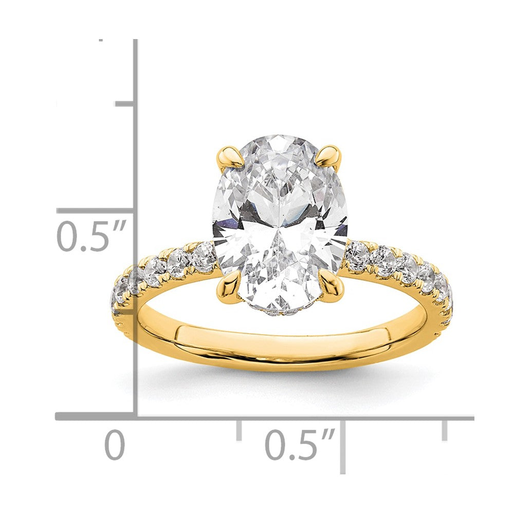 Oval lab-grown diamond solitaire engagement ring in 14K yellow gold