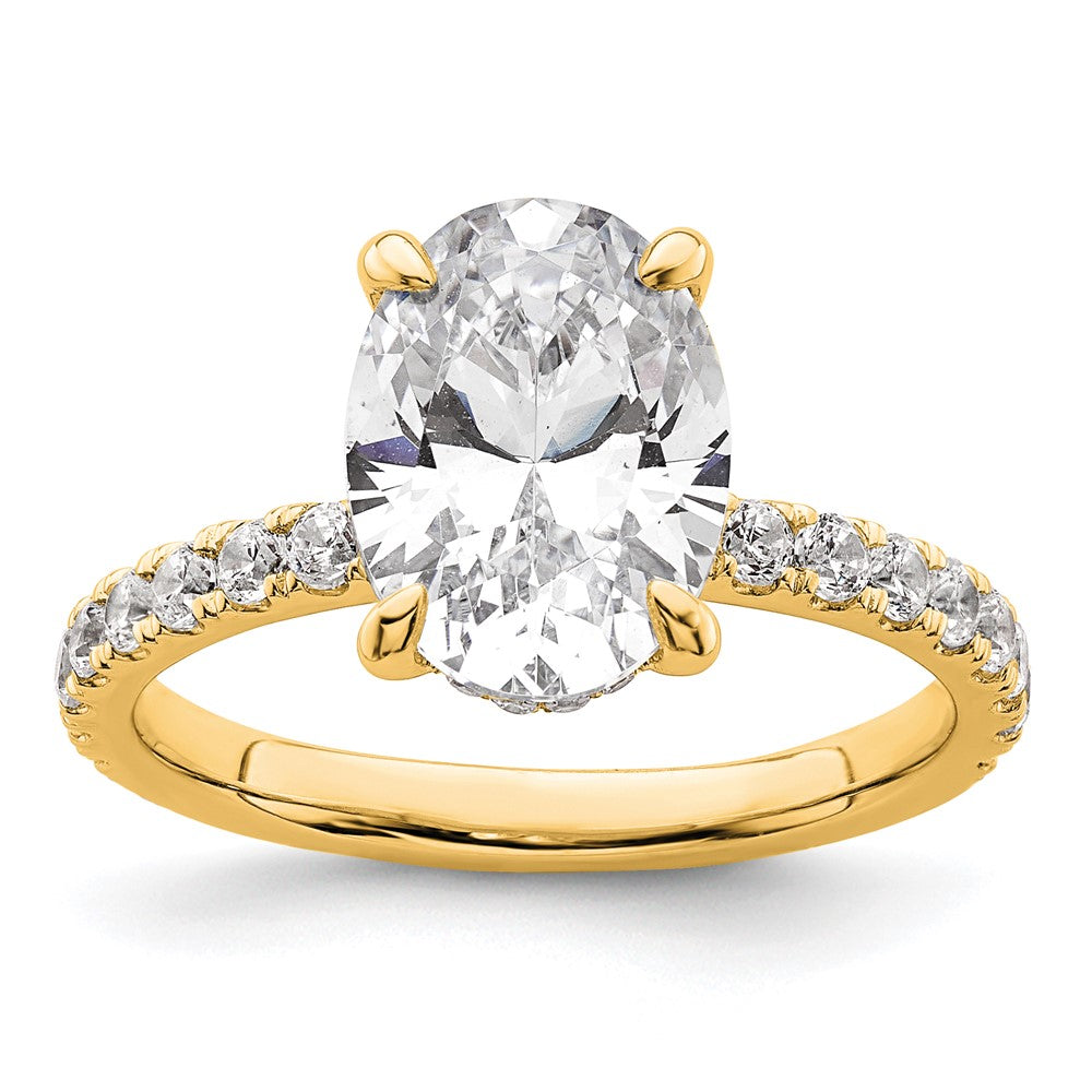 Oval lab-grown diamond solitaire engagement ring in 14K yellow gold